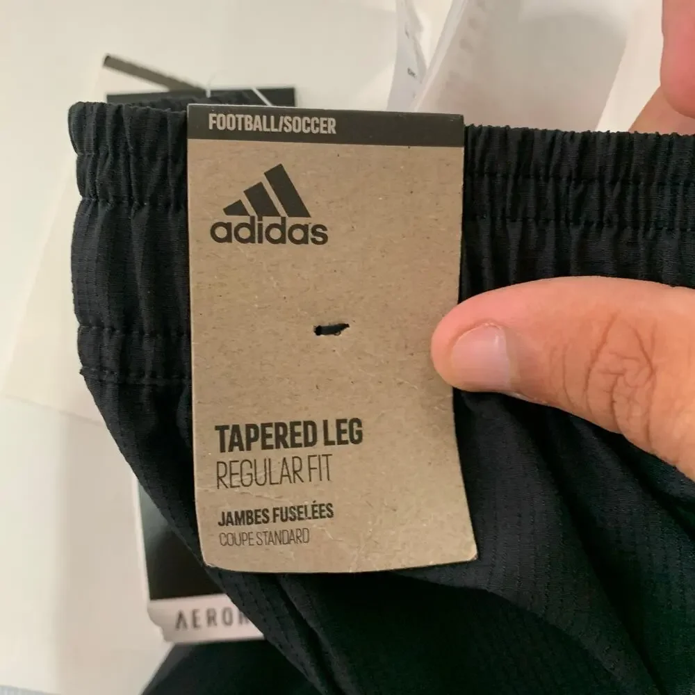 Adidas M NEW Youth Woven Pants Taper Leg Football Soccer Active Sports Black